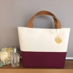 チャーム付き✳︎バイカラーミニトートバッグ✳︎バーガンディ