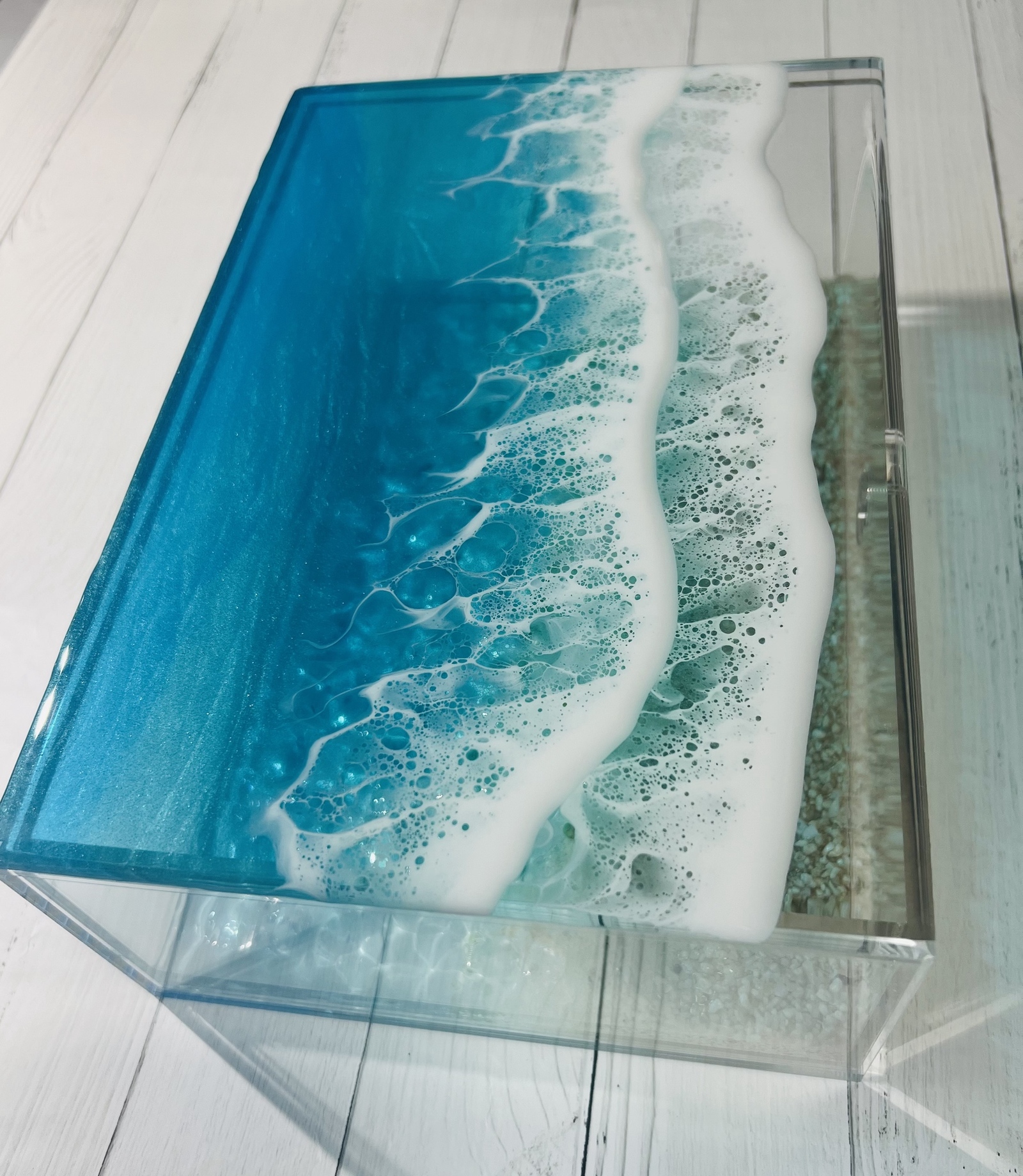 海のインテリア収納BOX 海のトレイ 小物入れ 波紋 波 海 キラキラ