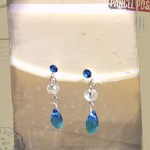 キラキラレイクブルーの雫イヤリング(ノンホールピアス)