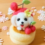 さくらんぼパンケーキ マルチーズ ♬*° 犬 ぬいぐるみ 羊毛フェルト
