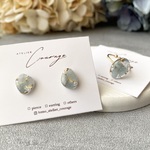 2点set♡アクアマリン指輪&ピアス/イヤリングset 天然石 再販