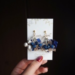 ネイビー紫陽花＆すずらんのブーケピアス　イヤリング