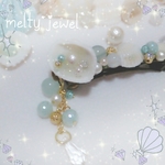 【送料無料】シェルとパールのヘアバレッタ。*☆