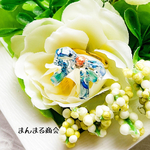 【縁結び🎀】ブルーローズ／青／薔薇／リトルウッズ／花／ドライフラワー／りぼん／リボン／フリーサイズ／10号／ゴールド／かわいい