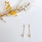 ALL　K16GP　送料無料　スティック　パール　シンプルイヤリング　樹脂イヤリング　ピアス