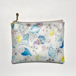 感謝セール品❤️インコ🦜ブルー　便利ラミネート　ミニポーチ　12cmファスナー