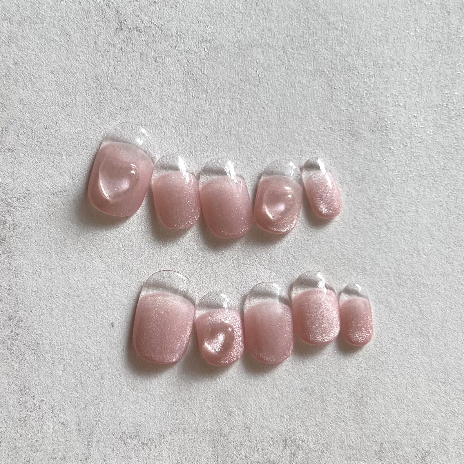 07)) マグネットネイル ネイルチップ クリアフレンチ ハートネイル