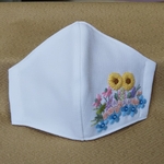 手刺繍マスク・ひまわり･白・Ｍ246