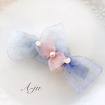 紫陽花りぼんのパールヘアクリップ