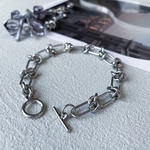 【chain bracelet】ステンレス　チェーン　ブレスレット　オールシーズン　シンプル　ペア　大人っぽい　カジュアル　春　夏　