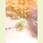 本物の紫陽花　ヘアピン　イエロー×薄ブルー