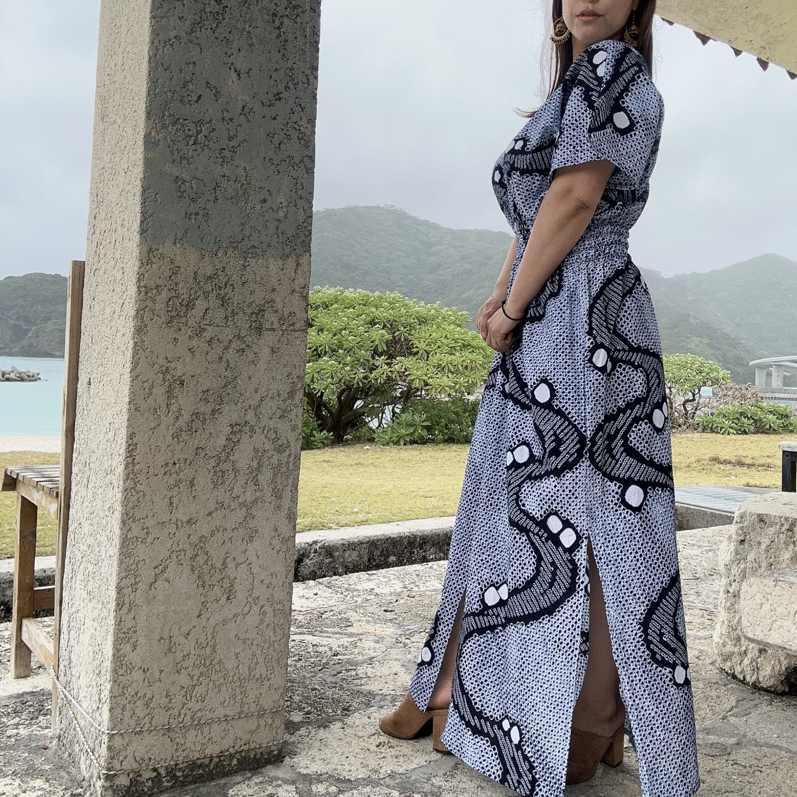 一点物 浴衣 リメイク 有松絞り ワンピース ハンドメイド ロング