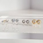 Heart &Cupid 　ジルコニア一粒ピアス　サージカルステンレス　選べるサイズ　アレルギー対応　爪留め　ベゼル