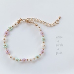 《再販》韓国韓国ビーズ♡フラワーブレスレット＼White×Purple×Green／