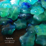 blue*milky green ☆ スター チェコビーズ 20個