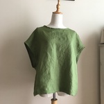 フレンチリネンバイオウォッシュ加工（ピスタチオ）で作ったゆったりベスト