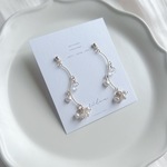 SALE │1点もの！淡水パール×水晶のゆらゆら【ピアス】