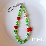 ビーズストラップ🍒💚スマホストラップ🤍ハンドストラップ🐰メロンソーダ色 / MIMI.☺︎