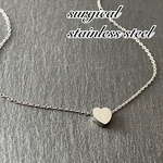 ＊ハートネックレス シルバー＊ステンレスネックレス/スキンネックレス/金属アレルギー対応