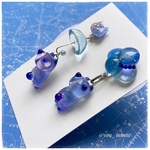 宇宙・星空猫と傘/ピアス/ノンホールピアス