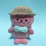 しろたんついたんアクセサリーベージュ系麦わら帽子