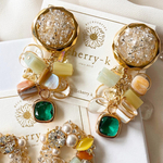 グリーンバブルビジューピアス