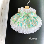 犬服【再販】夏用　リバティフェリシテ　グリーン☘️　ネオンカラー　犬ワンピース