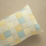 ガーゼの枕パッド 55×55cm（イエロー×水色）パッチワークの枕パッド、リバーシブル仕様