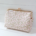 がま口ポーチ (little flower×ピンク系)  マチ付き　typeB