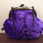 MADAME CHIGNON　がま口クラッチバッグFleur violette（持ち手付）  00938