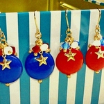 トリコロールカラーとゴールドスターのピアス☆