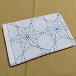 刺し子のふきん　飛び麻の葉
