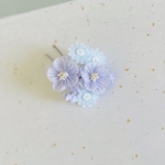 つまみ細工　浴衣髪飾り　パープル×アイスブルー