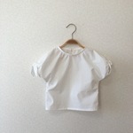 80cm★コットンタイプライターの袖リボントップス/オフホワイト