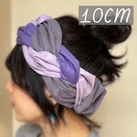 幅広10cm  選べる3色mix パープル系　三つ編みヘアバンド 大人用