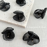 New 6pcs フラワー お花 シフォン レース ビーズ チャーム パーツ ブラック 黒