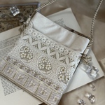【new】ポシェット　生成×刺繍リボンwhite beige