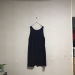 リネン　薄手黒ロングジレ