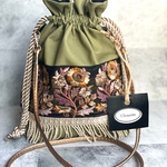  【Ｓ】インド刺繍リボン　巾着ショルダー