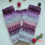 ☆彡編み込み模様のFingerless Mittens