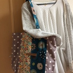 肩掛けトートバッグ☆花柄＆ドット2250①・サブバッグ・エコバッグ