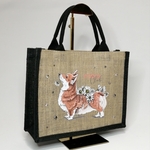 ★ブラック★お花とコーギー🐶🌼フォルムがカワイイっ💕シンプルな犬好きさんバッグ👜🌼
