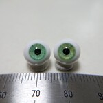 No.163 【10mm】 小さな グラスアイ ドールアイ ハンドメイドドール 材料　約9.7mm/9.6mm（緑系×緑系）