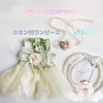 💐Princessdogdress💐おしゃれ　エレガント　Ｄカン付　お散歩セット　エレガント　犬服　猫服