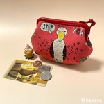 【注意事項あり】カラフル口金のぽってり型がま口 ハシビロコウ レッド