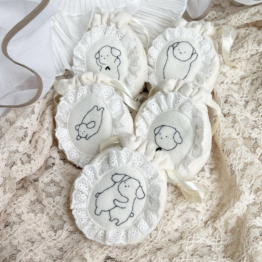 JIM様専用☆SALE☆ハンドメイド✳︎丸型巾着 テディベア ホワイト