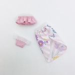 3点セット　水着　ビキニ　ブラ　パレオ　リカちゃん　ピンク