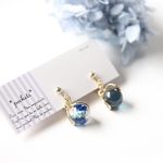 【受注作成】ひと粒のお花飴玉ピアス/イヤリング ブルー