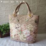 シックなフラワープリント＊ヘキサゴンつなぎのトートバッグ２５＊