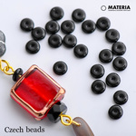 チェコヴィンテージビーズ　フラットラウンド　黒　20個　スペーサー　ロンデル　ガラスビーズ　チェコビーズ　プレスビーズ　ブラック